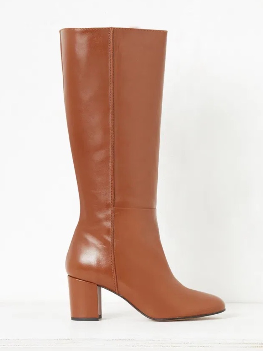 NEW French Connection Renzo Tall Cognac Leather Boots Size 39